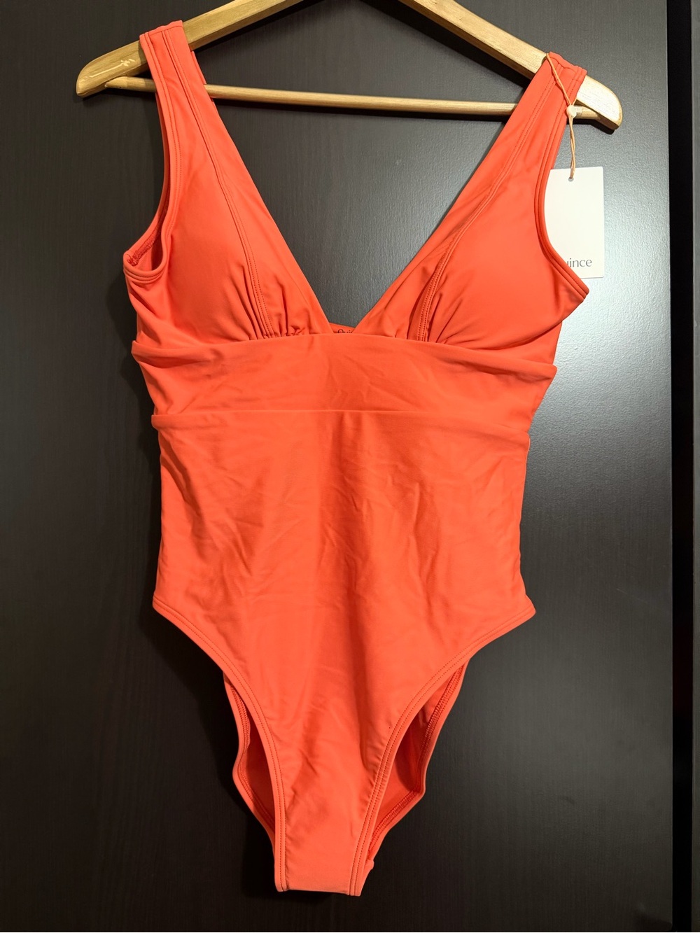 NWT - Quince Sunset Orange Italian Plunge One-Piece Bodysuit